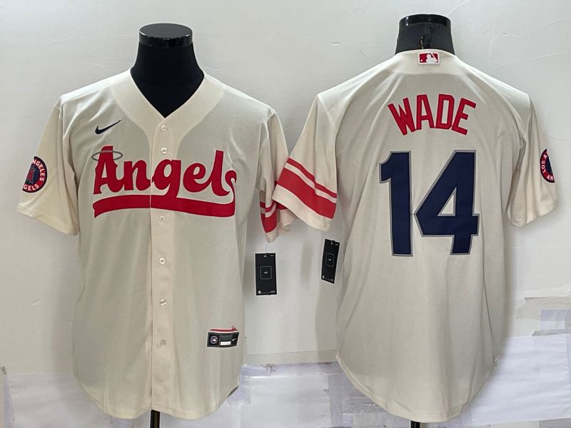 Men Los Angeles Angels #14 Wade Cream City Edition Game Nike 2022 MLB Jersey